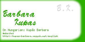 barbara kupas business card